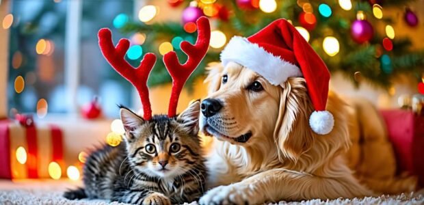 7 Adorable Ideas for Santa Pictures With Pets 1 festive pet photo ideas