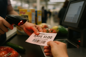 How Do I Use Coupons on My Phone at Checkout: Easy Ways to Save 4 629 38804 9 2 EF5J0 supermarket coupon redemption scene